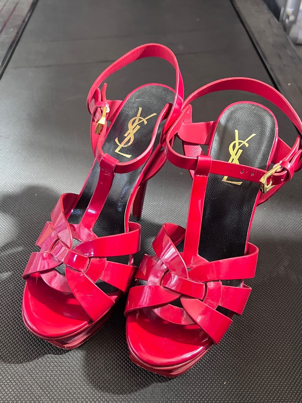 Saint Laurent Red Patent Leather Platform Sandals